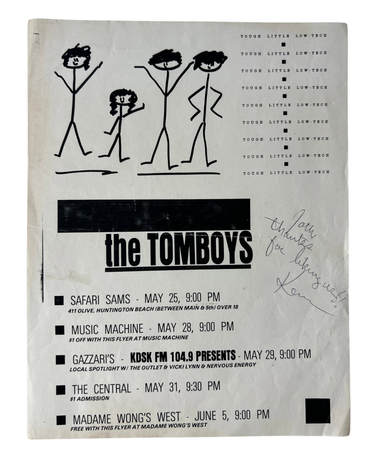 The Tomboys Punk Rock Signed Concert Flyer (1 of 6)