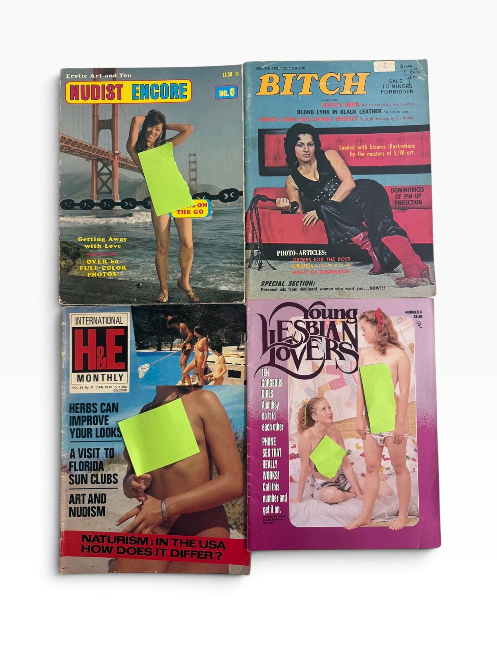 Vintage Adult Naturist Magazine Lot Nudist Encore Bitch HE Young Lesbian Lovers