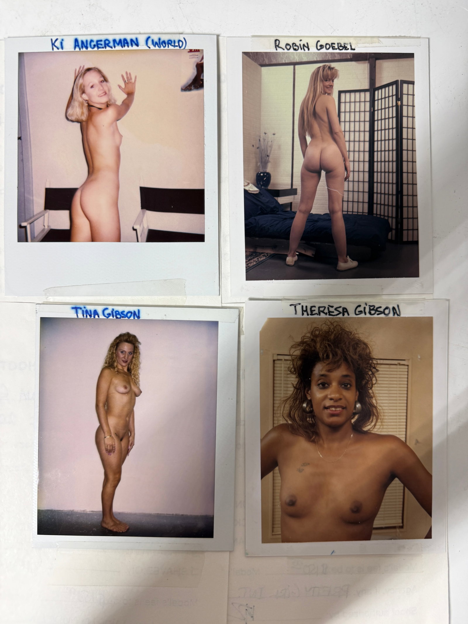 Vintage Nude Magazine Model Polaroids w/ Photo Shoot Authorization Forms 1991: vintage adult-magazine/model photography production archive, circa 1991, consisting of original Polaroid casting/reference photographs and associated signed production paperwork. accompanied by Photo 
