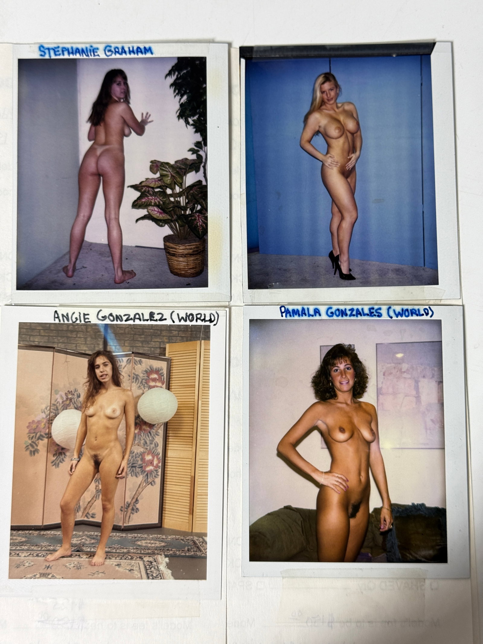 Vintage Nude Magazine Model Polaroids w/ Photo Shoot Authorization Forms 1991: vintage adult-magazine/model photography production archive, circa 1991, consisting of original Polaroid casting/reference photographs and associated signed production paperwork. accompanied by Photo 