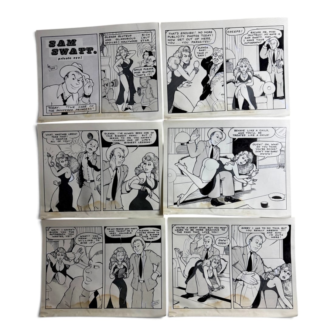 Dan Rivera Sam Swatt Private Eye Original Comic Art 9 Pages Spank Hard #9 (1 of 12)