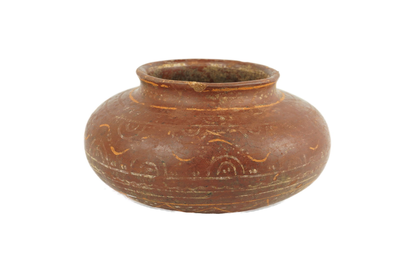 Pre Columbian Jar: A beautiful pre Columbian jar from Mexico. It has obvious evidence of burial including manganese deposits. It is from the previous private collection of an older gentleman who inherited them and were