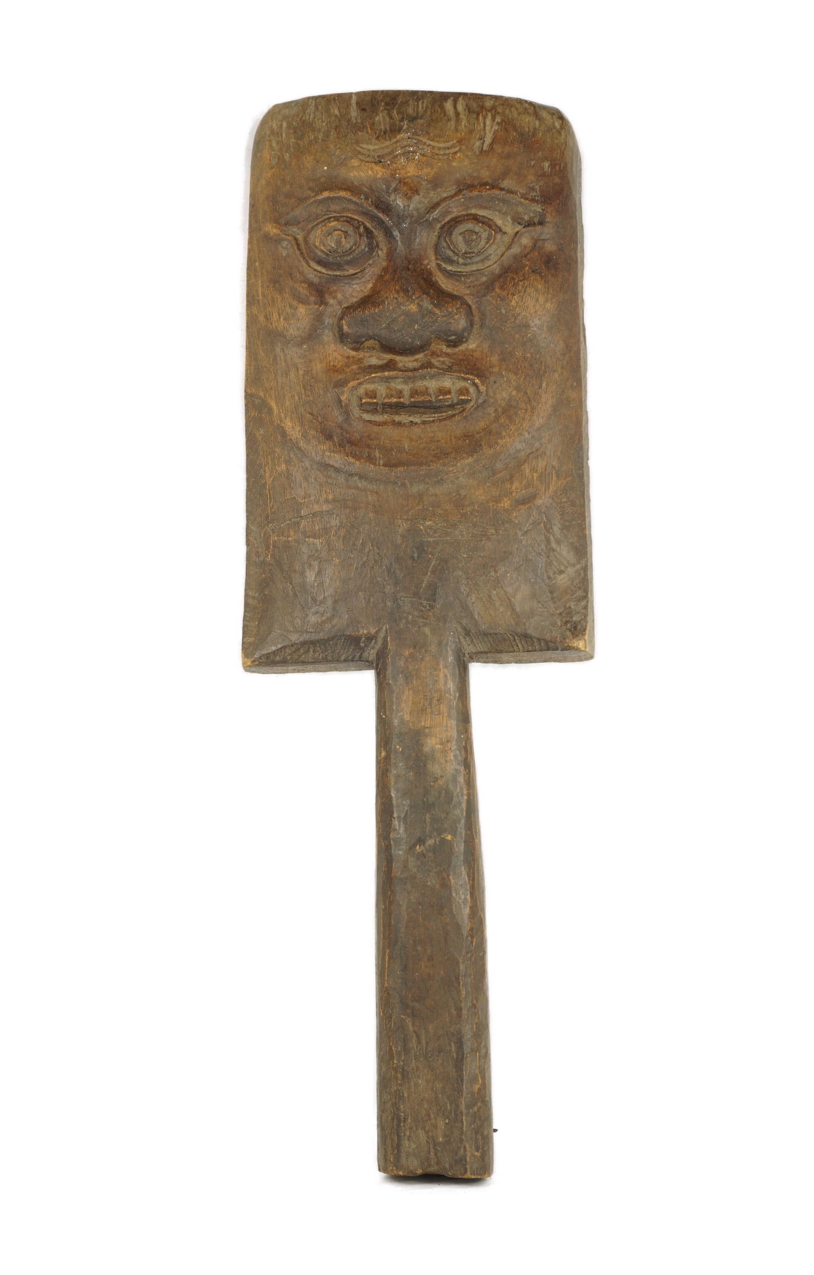 New Caledonia Hand Mask: Mid 20th Century. A much later example, that was likely made for sale, but has a nice patina and displays very well. Likely from the Kanak people of New Caledonia, an island in the Pacific.