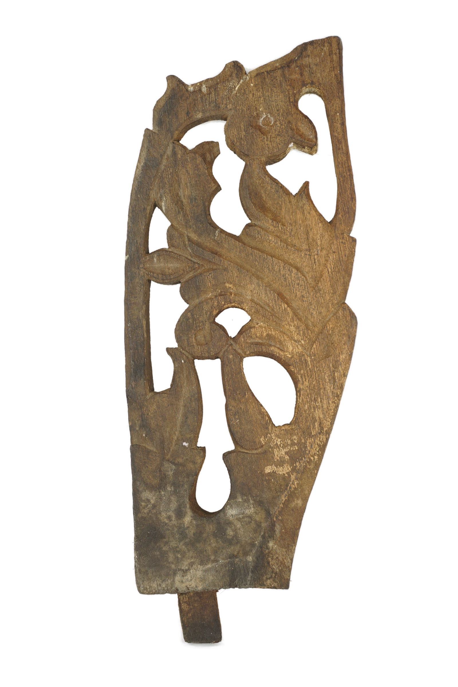 Indonesian Carving: Early 20th Century. This is a carved wooden decorative element, most likely an architectural or furniture component from Java, Indonesia. Provenance of private collection, San Jose, CA. We guarantee