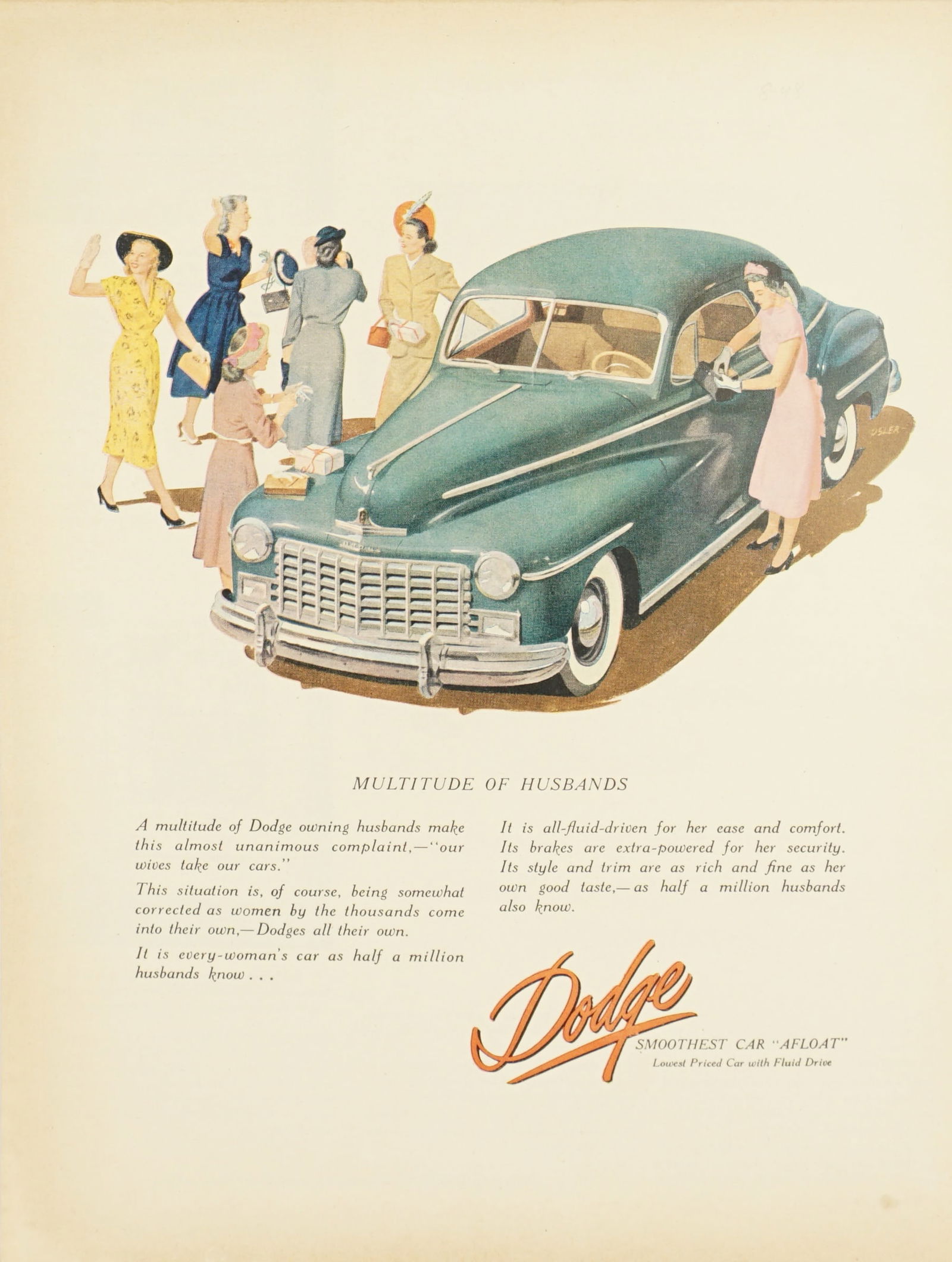 Dodge Car Vintage Full Color Ad Art: Vintage full color advertisement that makes a great piece of art to display. Unframed. Minor condition issues including minor tears, creases or stains. See photos for more details. Provenance Is from