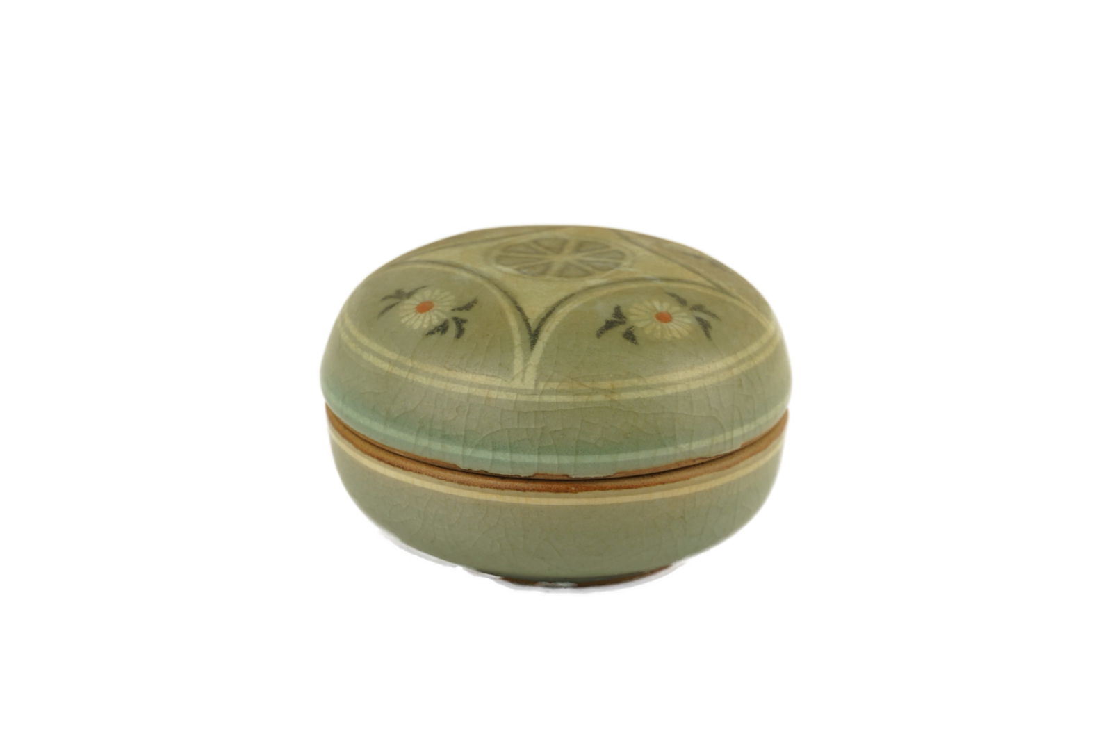 Celadon Incense Ceramic Jar: Celadon Incense Ceramic Jar. A nice vintage jar with beautiful crazing. Korean style, but possibly a Japanese makers mark.
