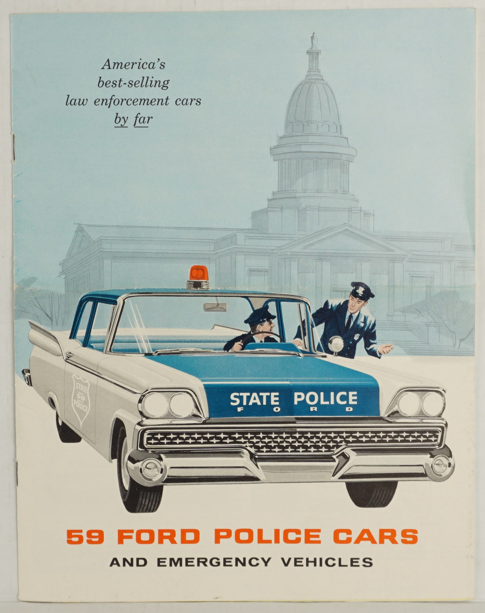 1959 Ford Police Cars Department Pamphlet: 1959 Ford Police Cars Department Pamphlet that is in nice condition and has several images on the inside in full color. Rare piece.