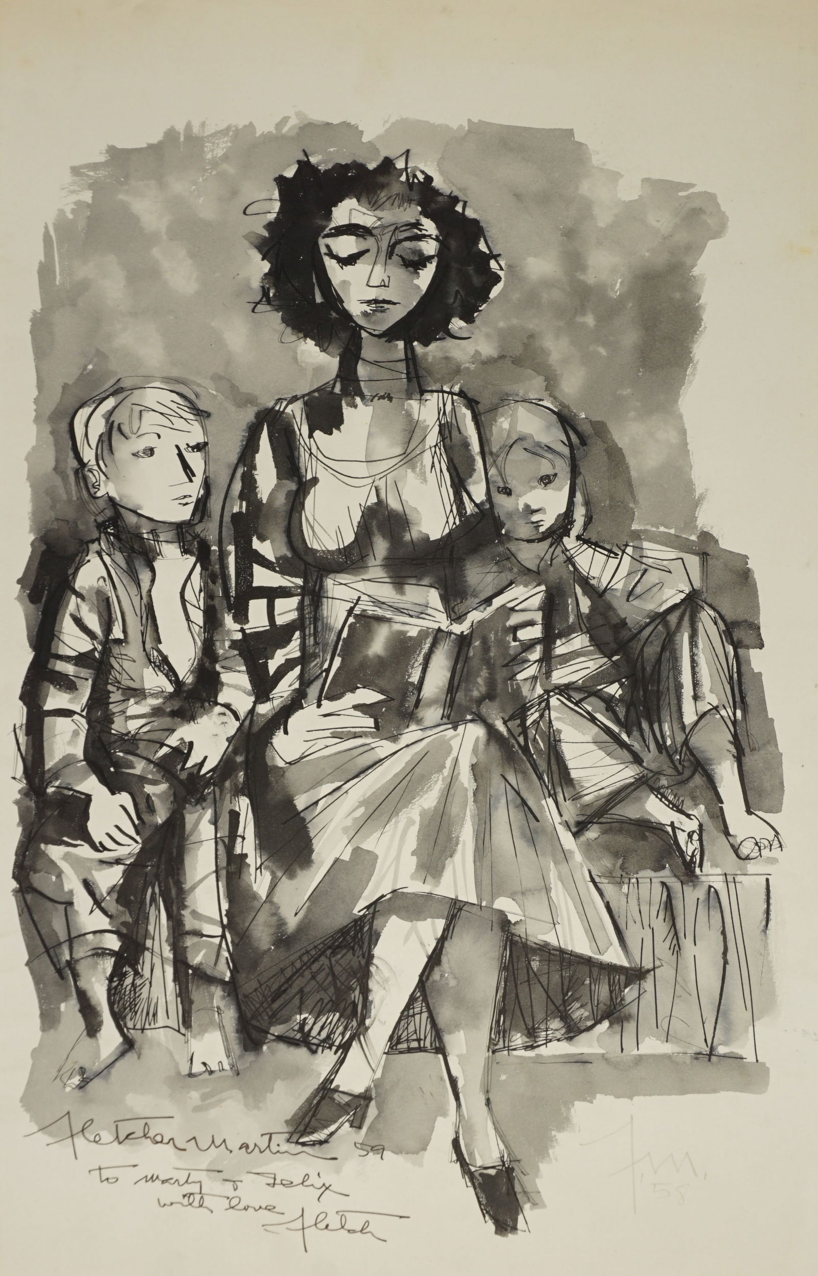 Fletcher Martin (1904-1979) Ink and Watercolor on Paper (1 of 5)