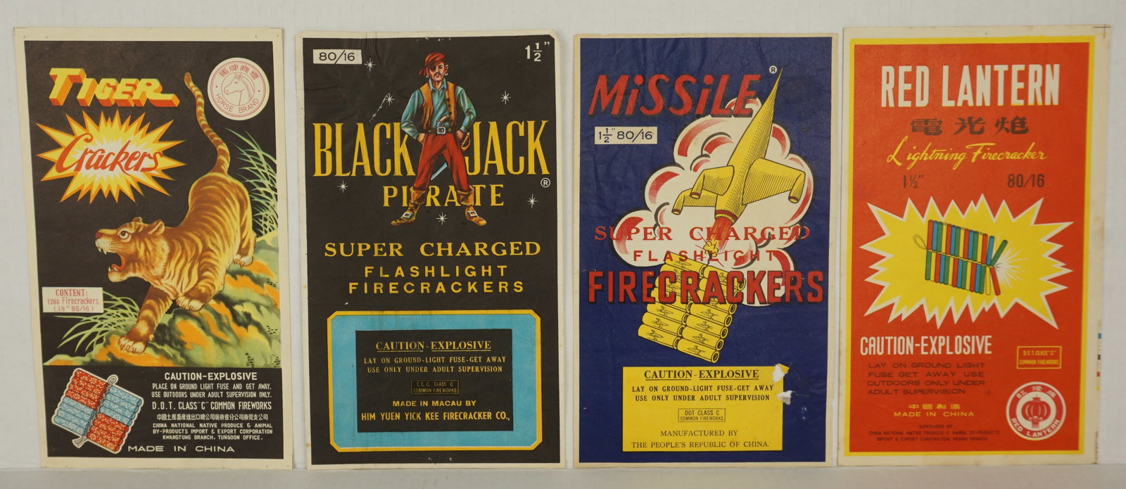 Vintage Chinese Fireworks Label Art: Vintage Chinese Fireworks Label Art. Various holes and minor tears, please check the photos.