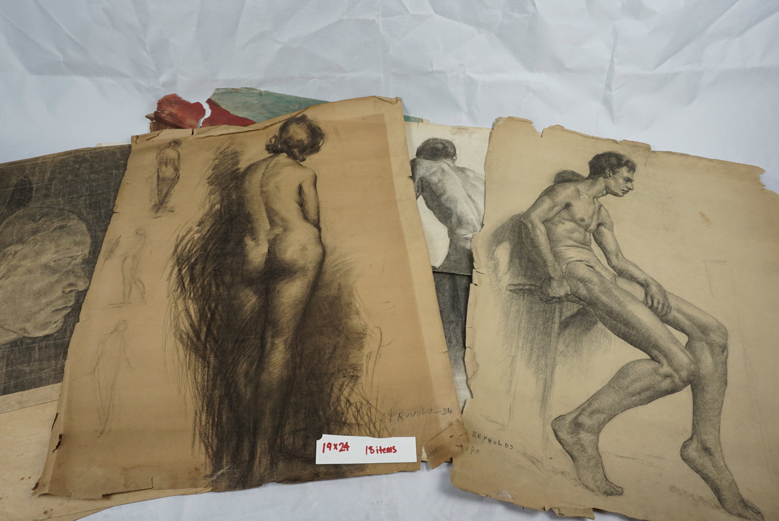 Felix Ruvolo (American, 1912-1992) LOT OF SKETCHES: Felix Ruvolo (American, 1912-1992) Lot of 18 works on paper. Mostly from his art school days. Varying conditions. Sold as is. Unframed. Many are signed by Ruvolo, check the photos. Provenance note: Th