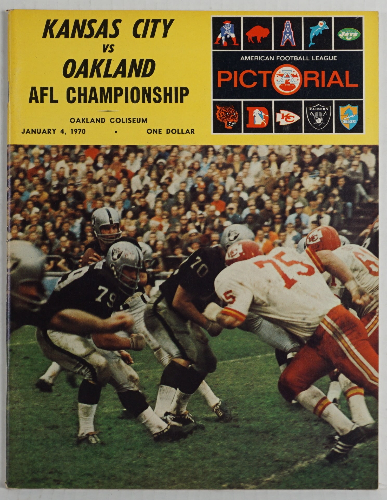 Kansas City Vs Oakland Oakland Coliseum January 4, 1970 NFL Pictorial Game Program (1 of 3)