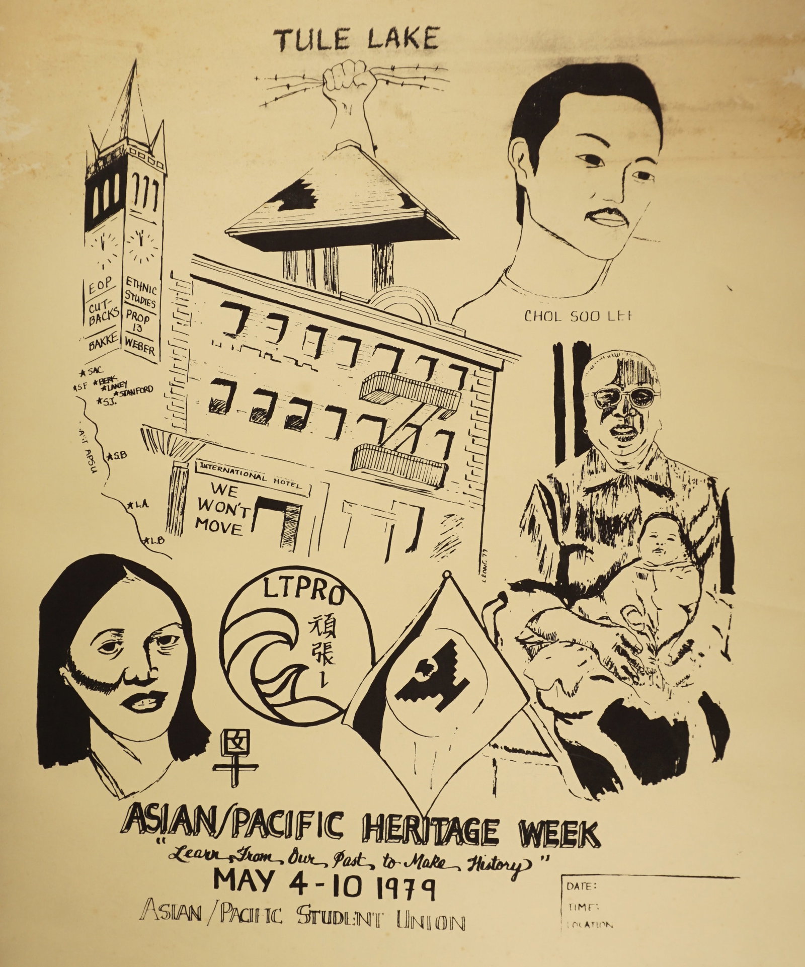 1979 Asian Pacific Heritage Week Poster, International Hotel & Chol Soo Lee: 18” x 23” SHIPPING NOTE: We have in house shipping and can do fairly cheap rates, and I am more than happy to combine shipping. I can often do better than the Live Auctioneers shipping quo