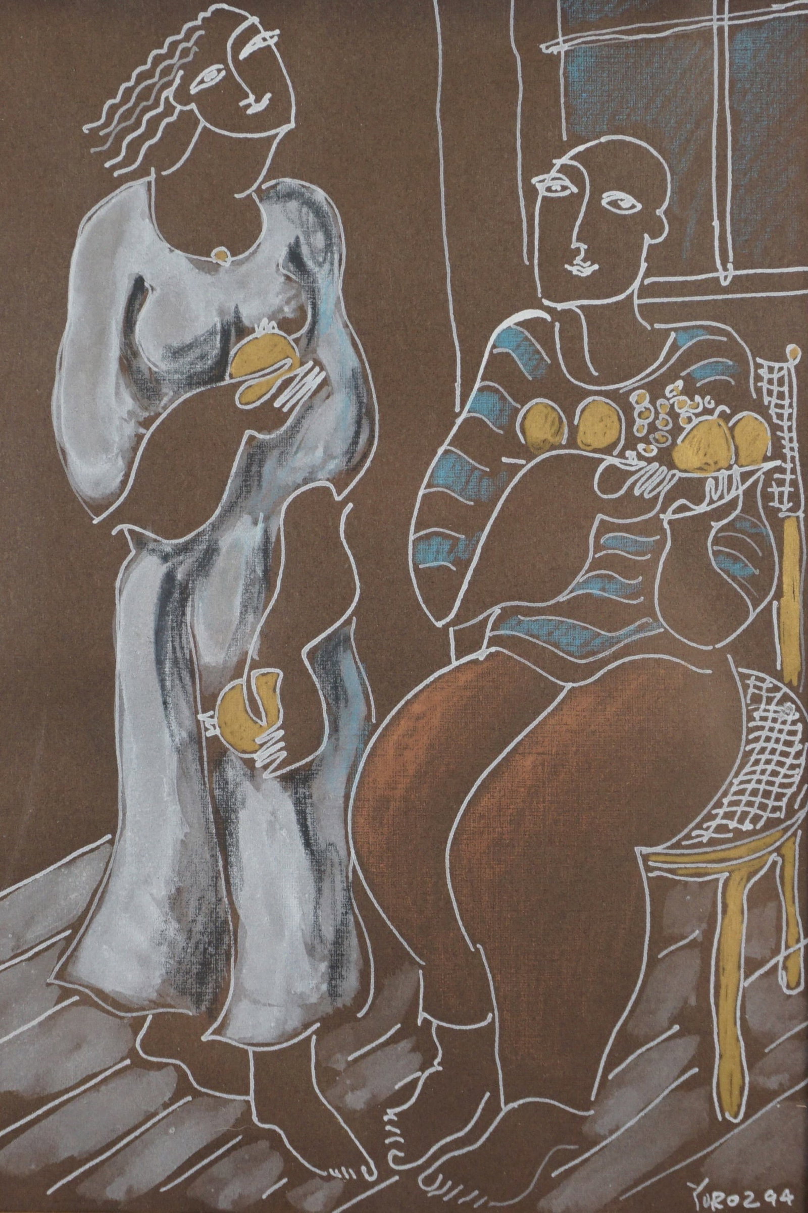 Yuroz (Armenian, 1956 - Present): “Untitled Inspiration I” (Study), Watercolor/Mixed Media, 1994, Signed and dated, Original, 100% Museum Rag, 6.5” x 9”. SHIPPING NOTE: We have in house shipping and can do fairly c