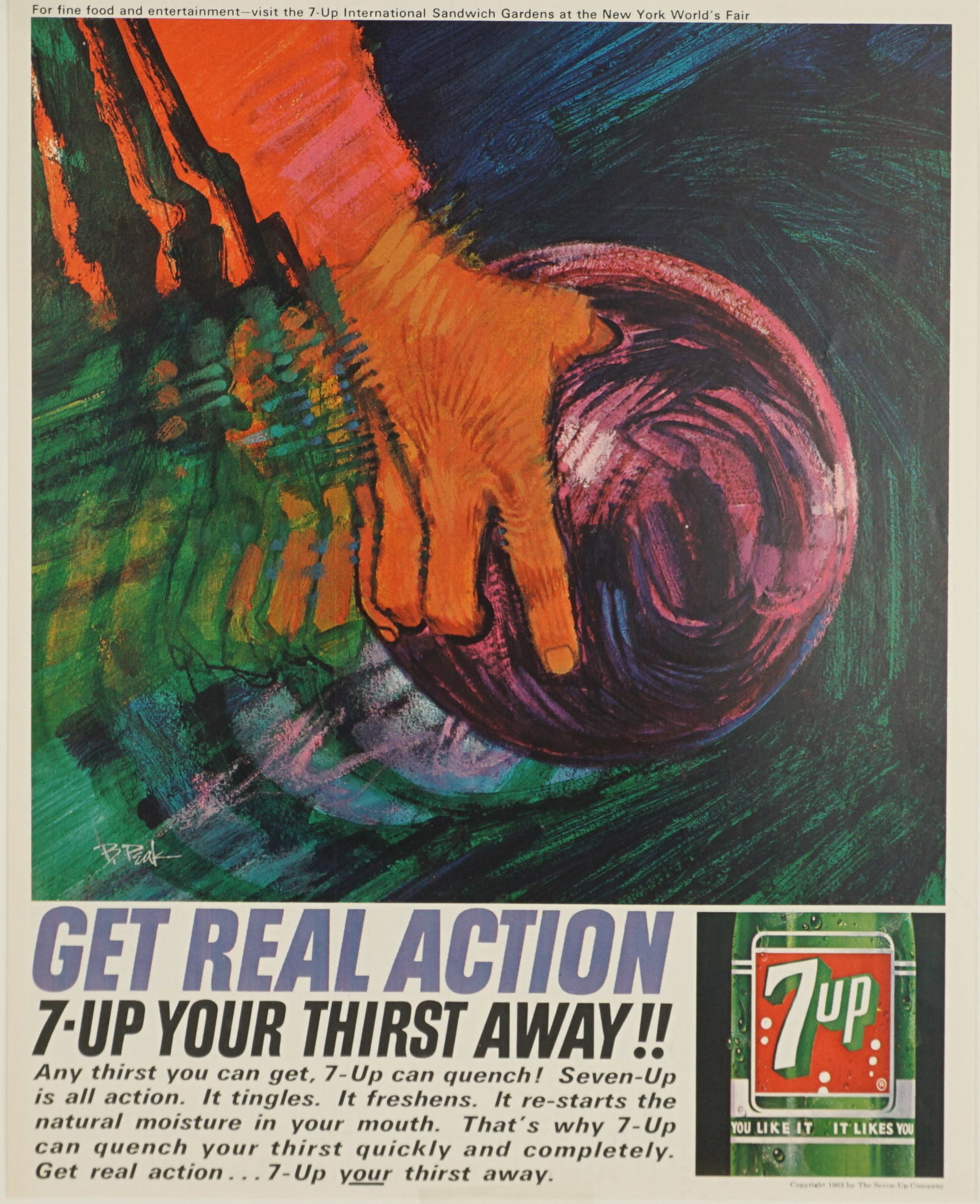 1963 7 up Vintage Full Color Ad Art: SHIPPING NOTE: We have in house shipping and can do fairly cheap rates, and I am more than happy to combine shipping. I can often do better than the Live Auctioneers shipping quote, so bid away! Feel 