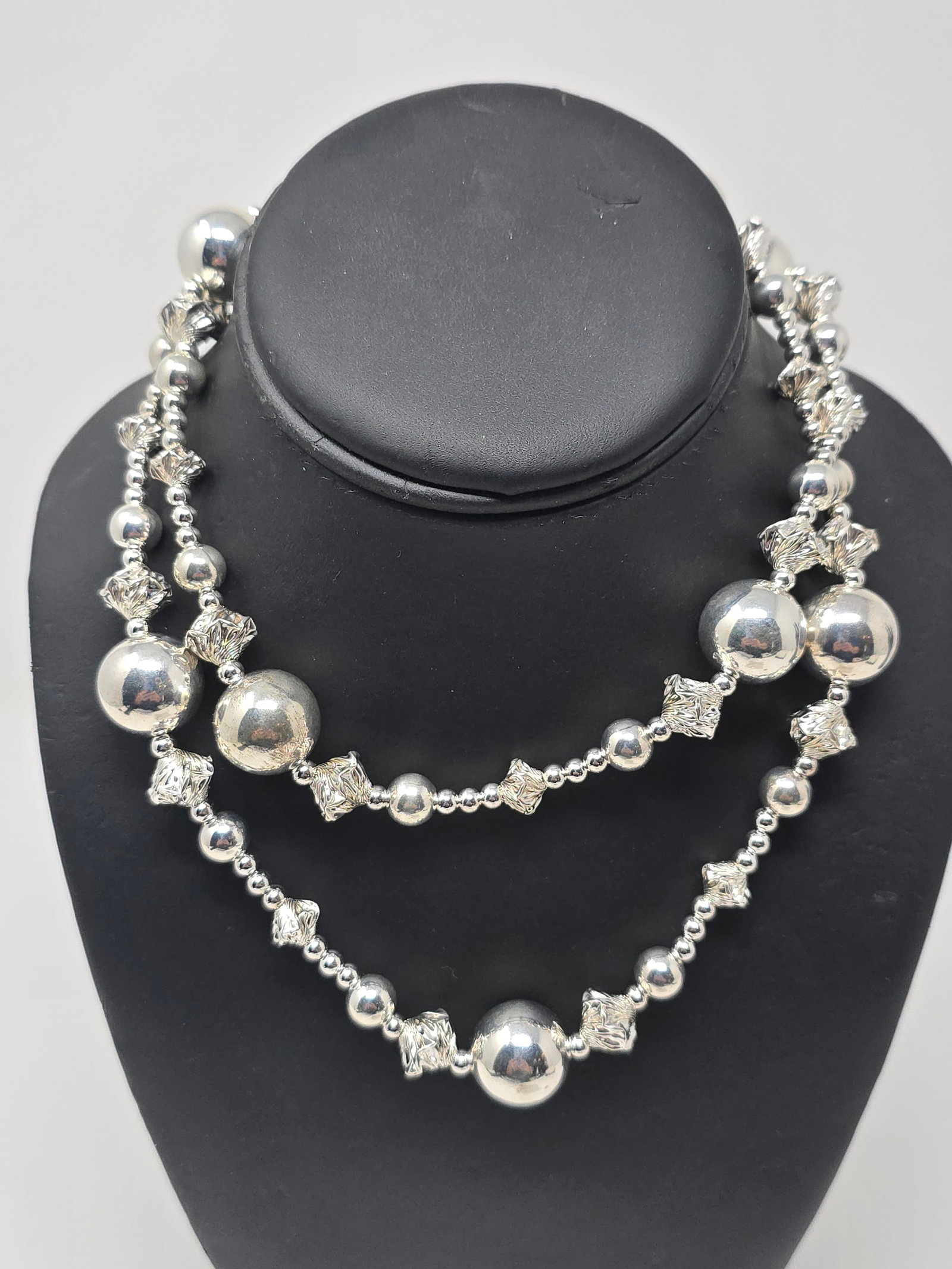 925 Sterling Silver Beaded Necklace and Earring Set (1 of 9)