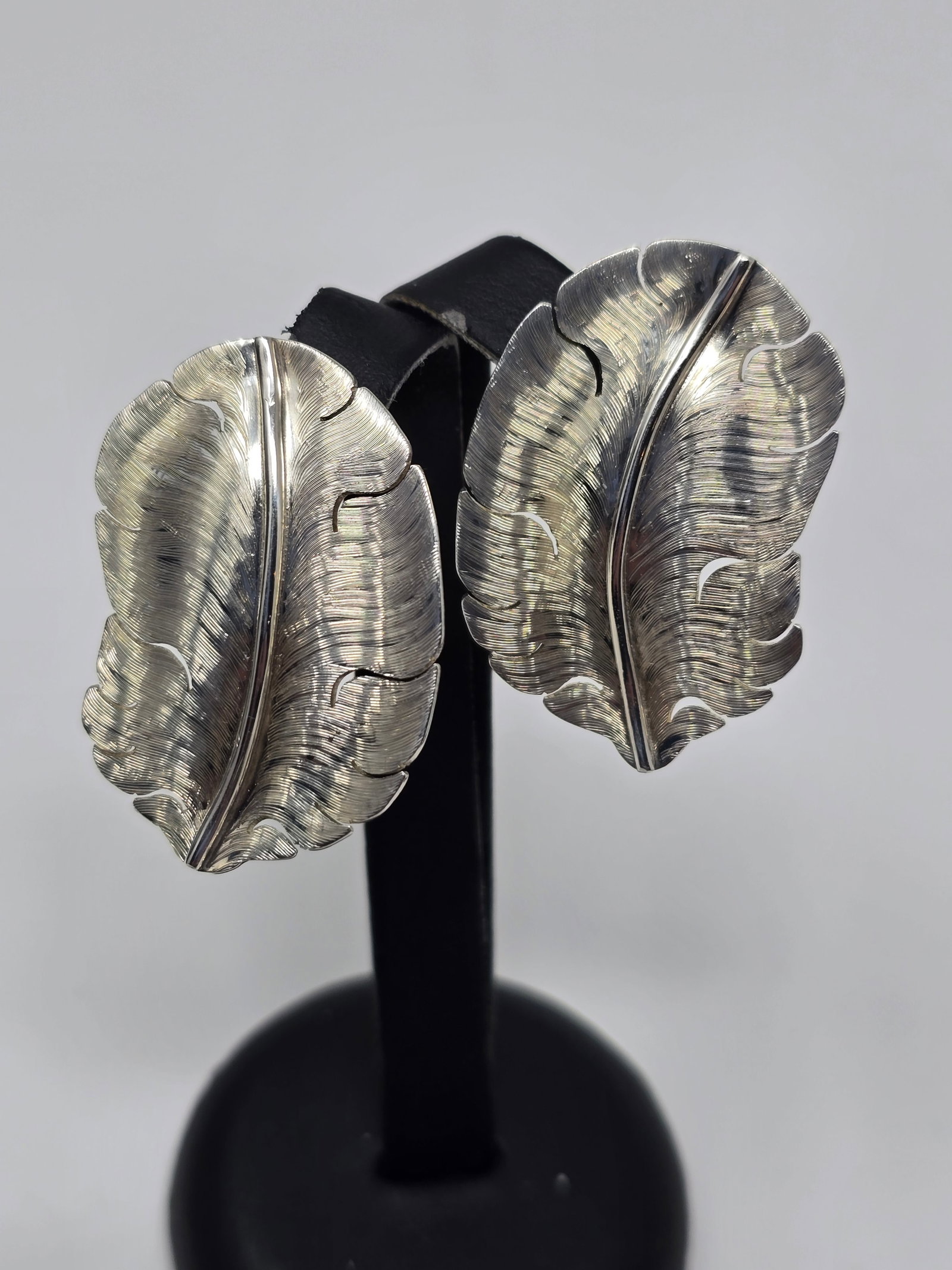 925 Sterling Silver Stud Feather Earrings (1 of 4)