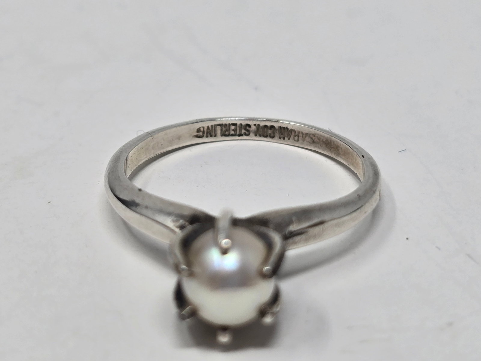 925 Sterling Silver Pearl Ring: Sarah Coventry 925 Sterling Silver Pearl Ring Size 6.25 2.43g