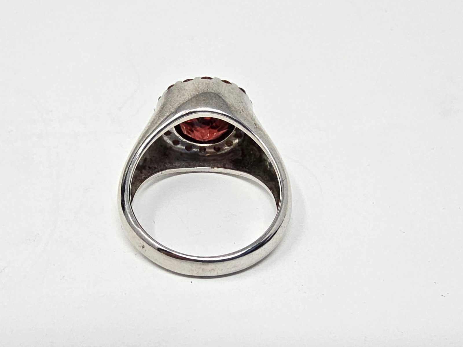 925 Sterling Silver Garnet Halo Ring - 3