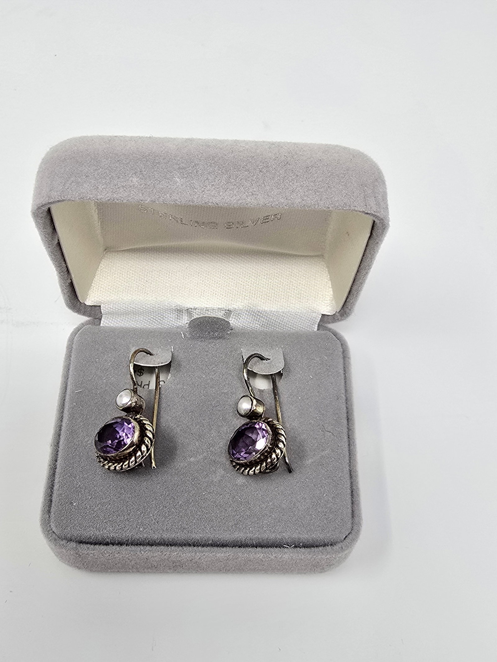 Amethyst and Pearl Earrings - 2