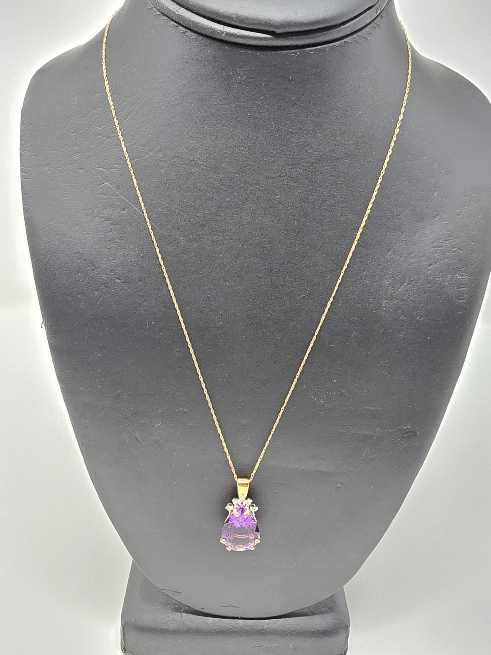 10K Amethyst and Diamond Pendant - 2