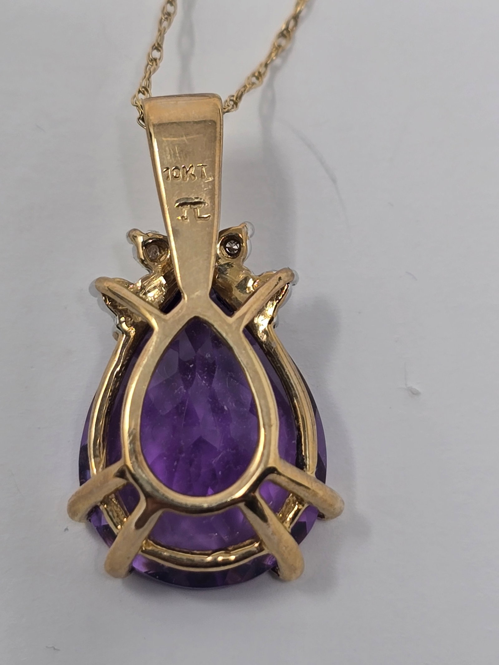 10K Amethyst and Diamond Pendant - 3