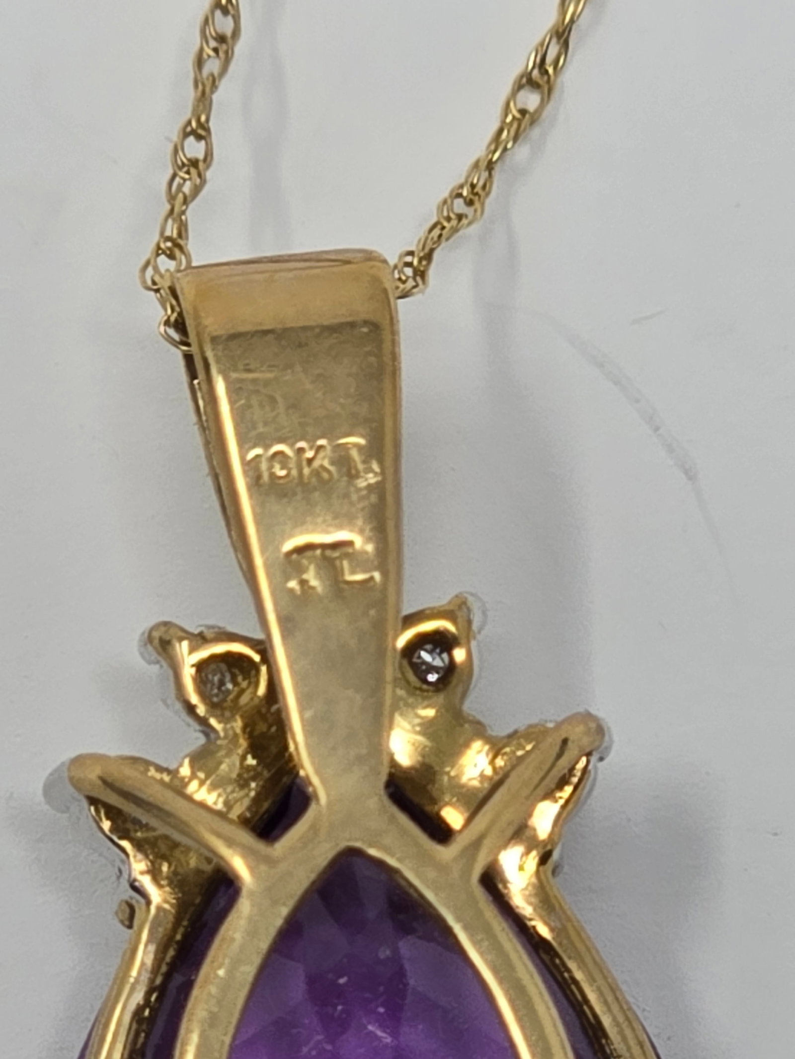 10K Amethyst and Diamond Pendant - 4