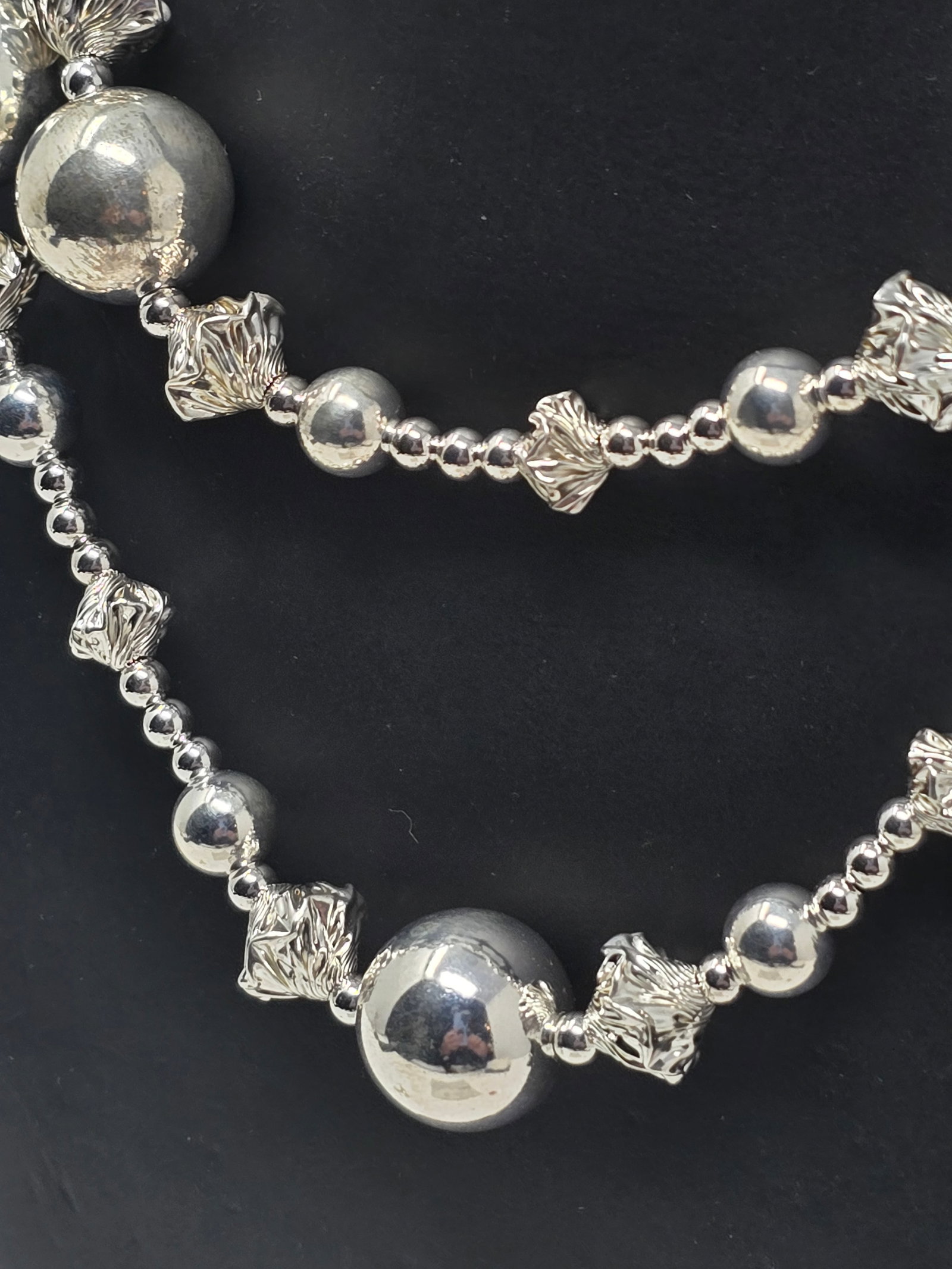 925 Sterling Silver Beaded Necklace and Earring Set - 2