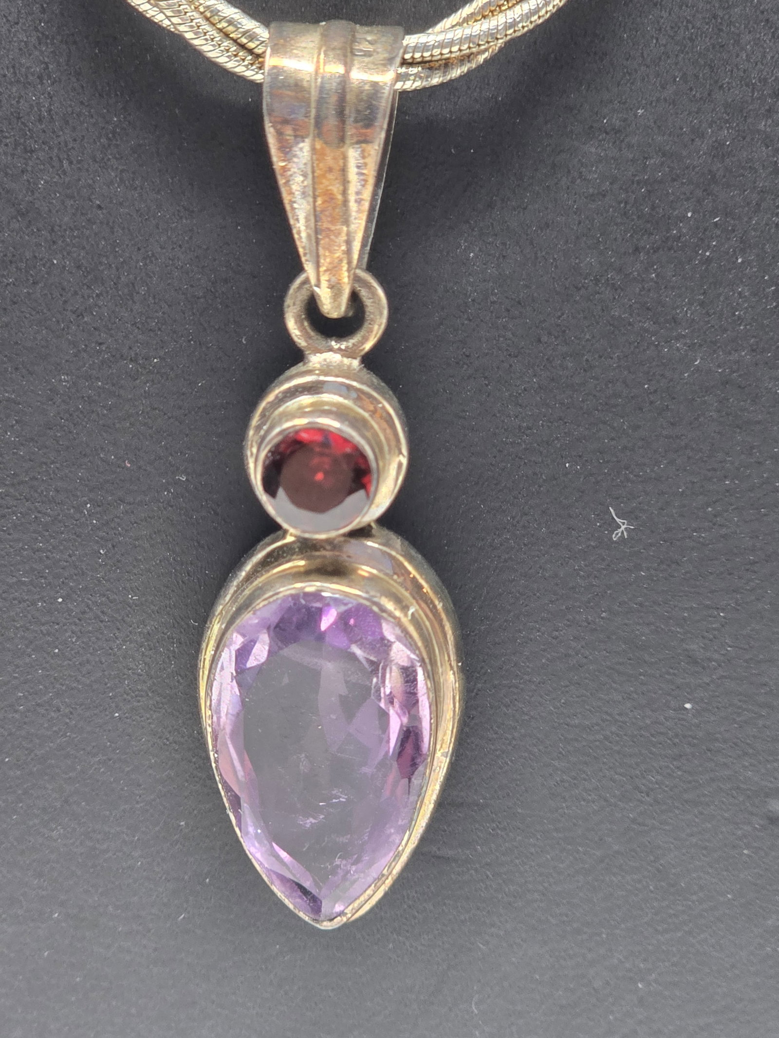 925 Sterling Silver Necklace with Amethyst Pendant - 2