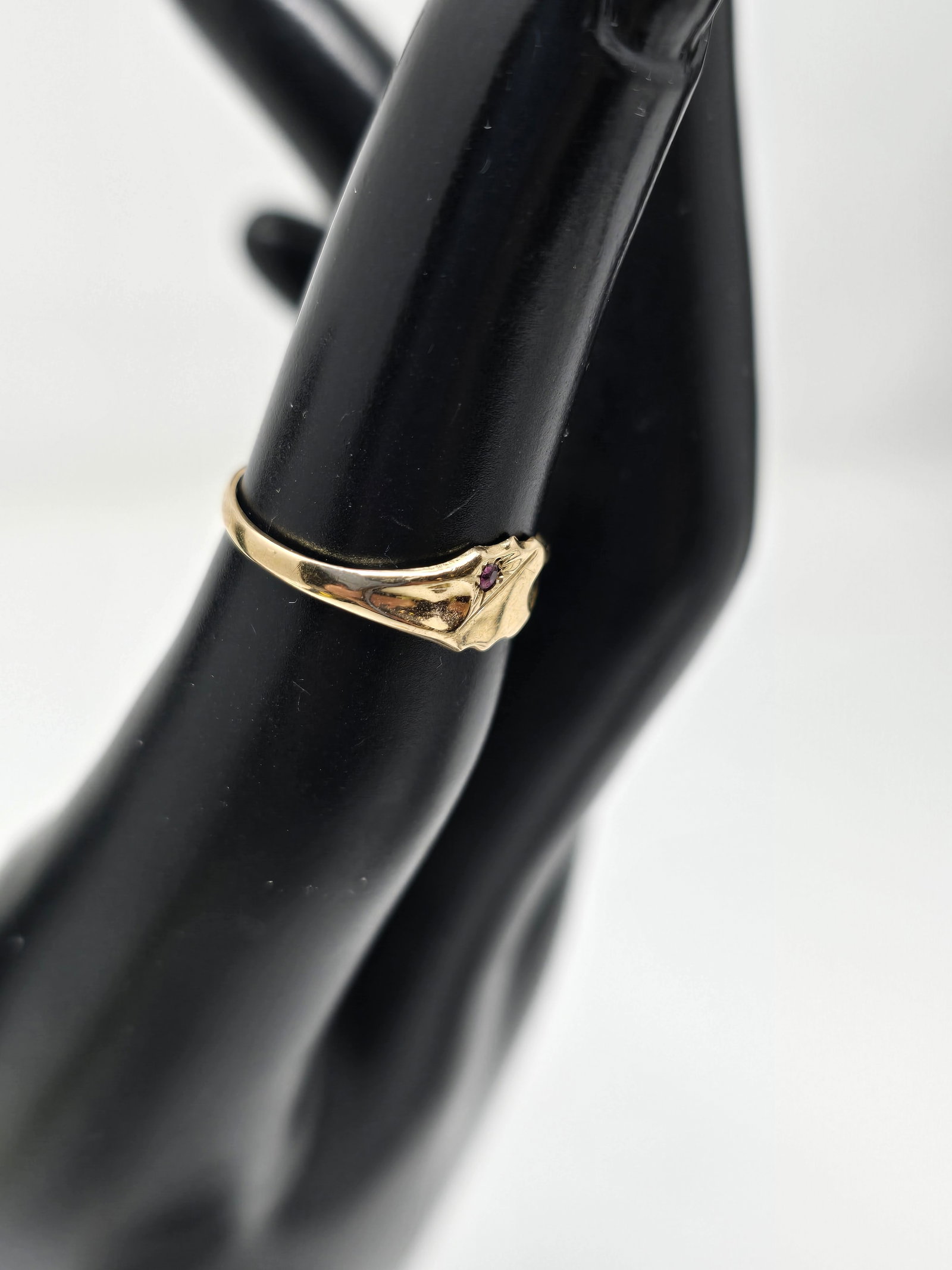 10K Gold Signet Ring with Ruby Accent - 2