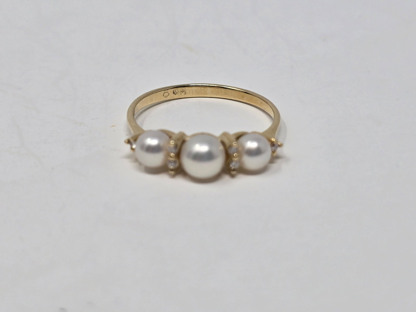 14k Gold/Pearl/Diamond Ring - 2