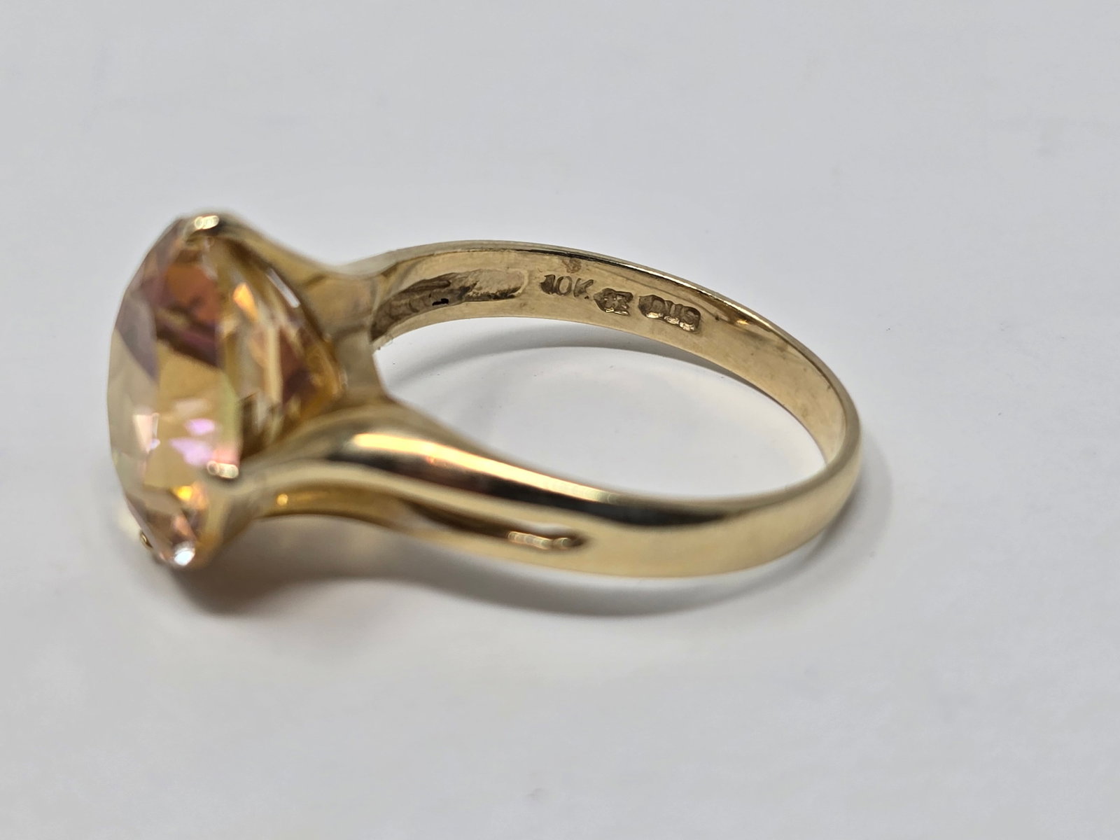 10k Gold Ring with Large Sunrise Mystic Topaz - 2