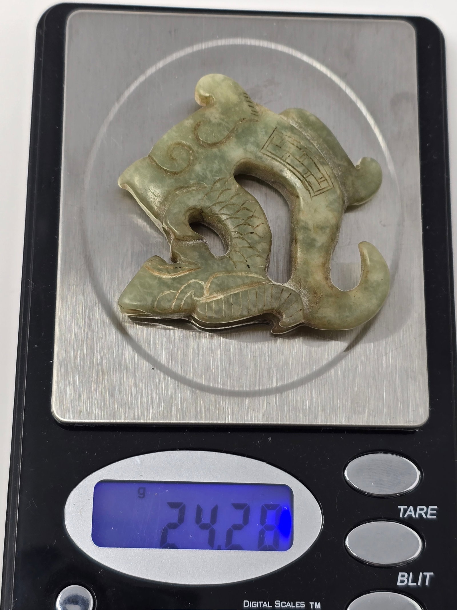 Carved Green Jade Figurine - 7