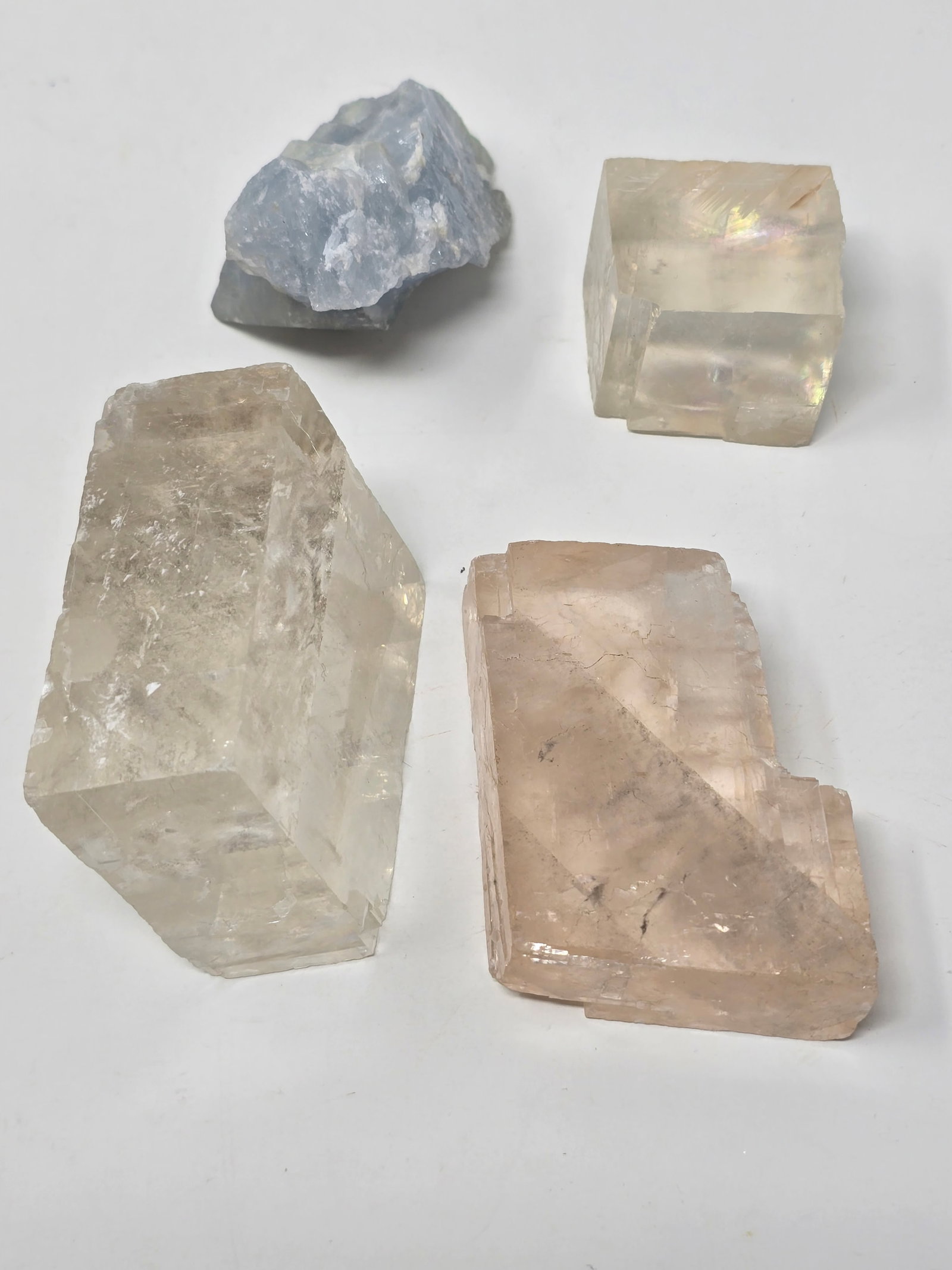 Lot of (4) Pieces of Calcite Crystal (aka "Iceland Spar & Caribbean Calcite") - 2