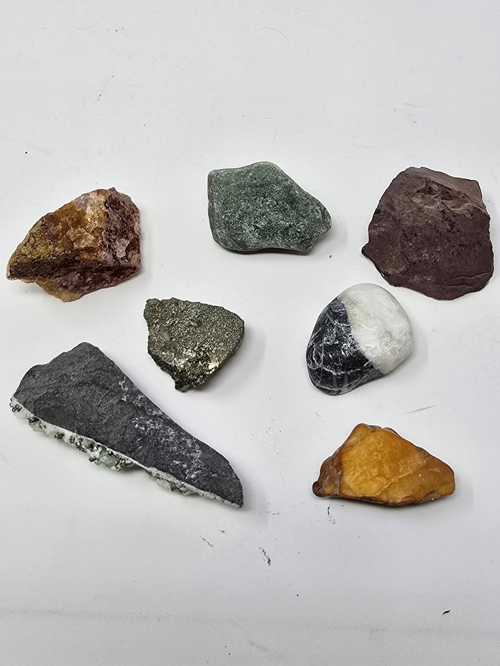 Mixed Lot of (7) Crystals: Chert, Emerald, pyrite, Wishing Rock, Ferruginous, Quartzite & Zoisite - 2