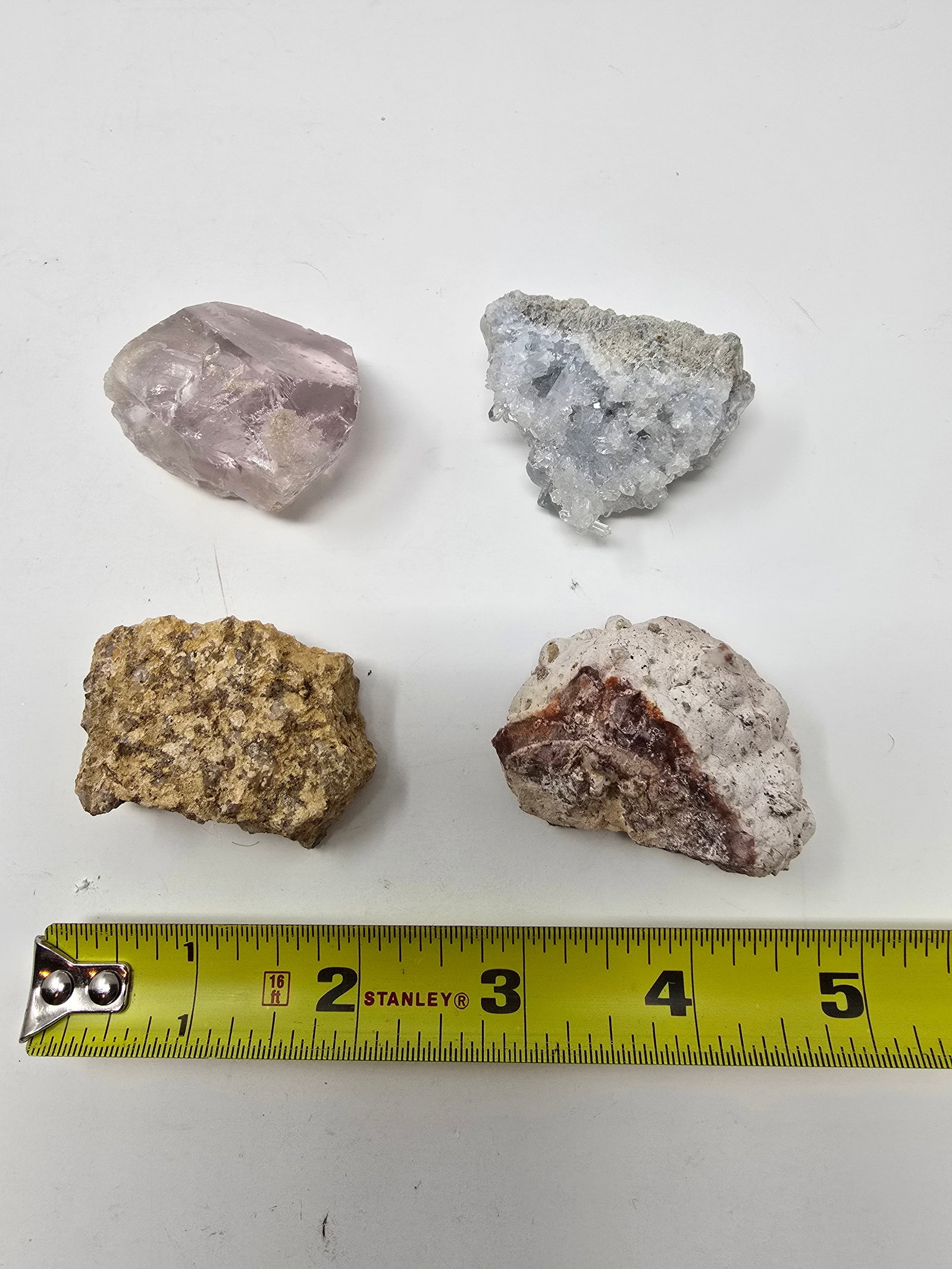 Mixed Lot of (4) Crystals: Ferruginous Quartz, Fluorite, Celestine & Thunder Egg - 3