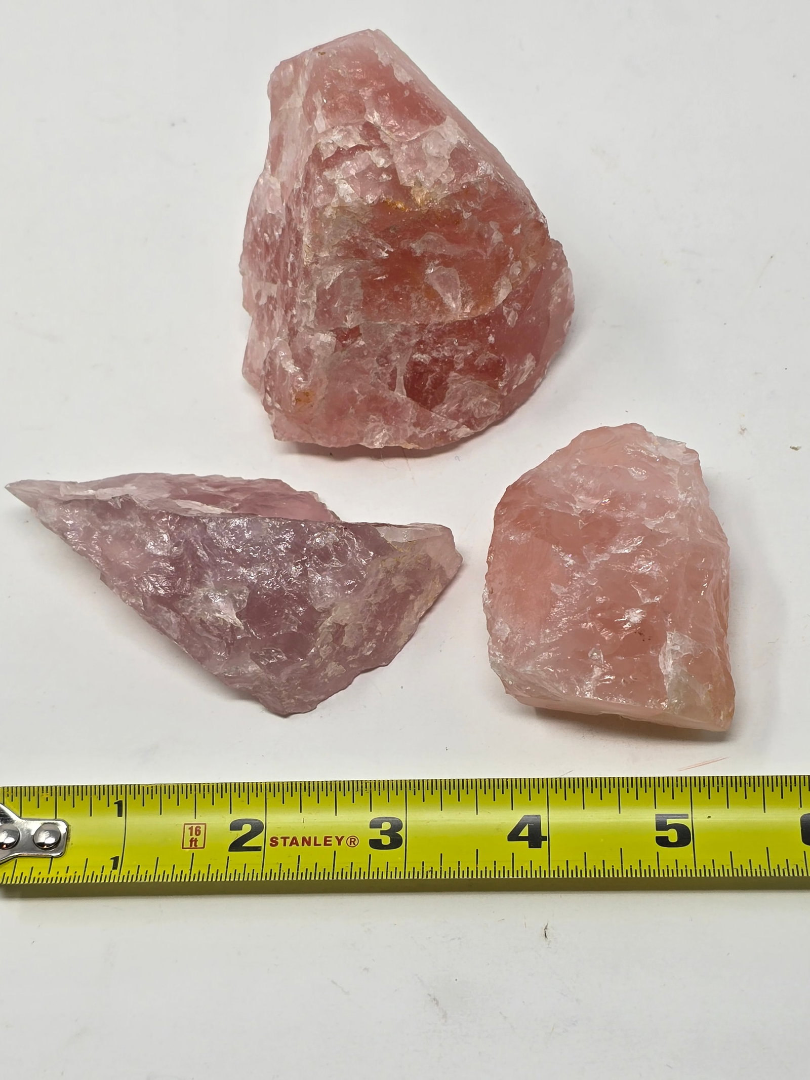 Lot of (3) Pieces of Rose Quartz Crystal (aka "Love Stone" & "Heart Stone") - 3