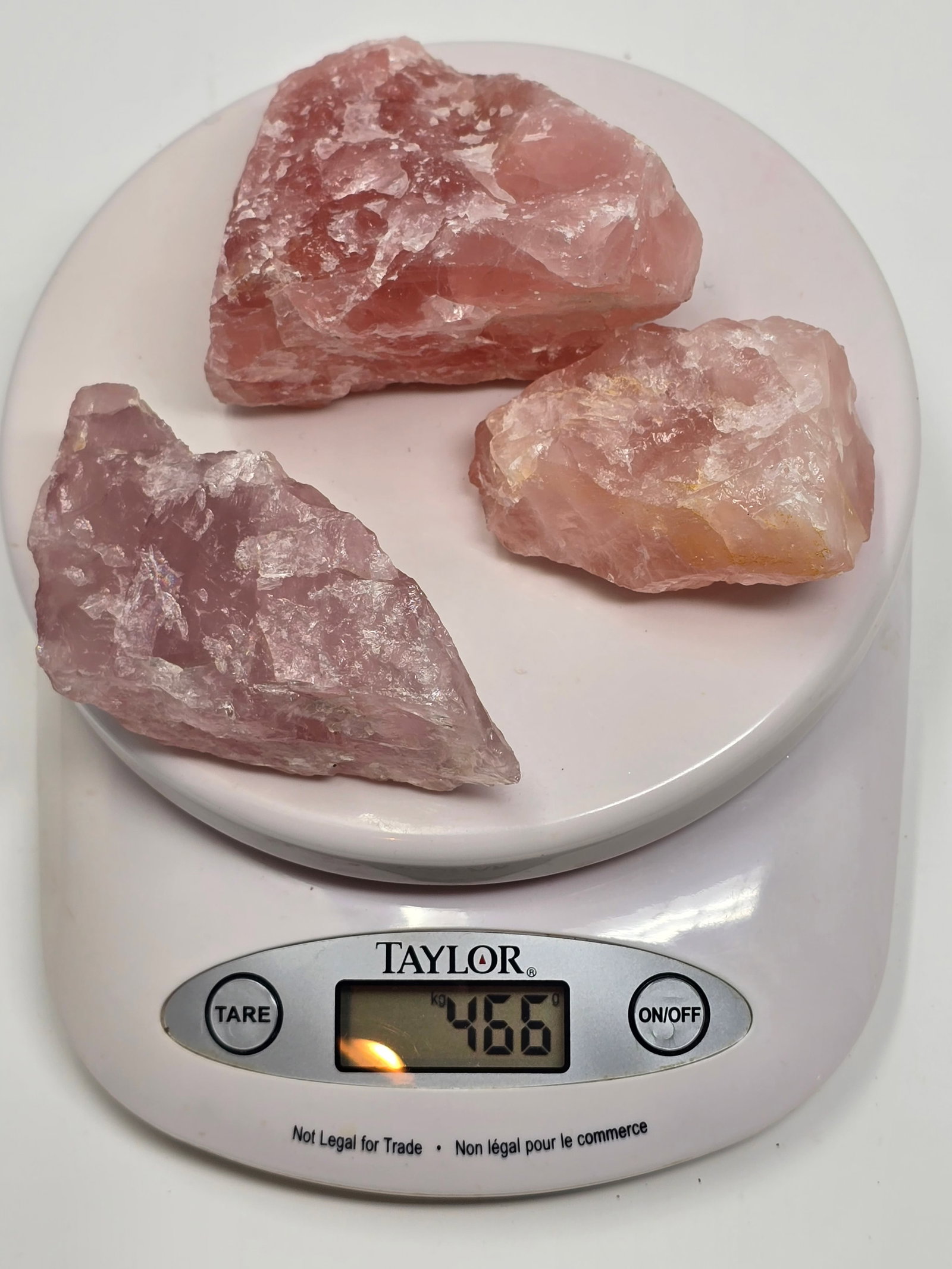 Lot of (3) Pieces of Rose Quartz Crystal (aka "Love Stone" & "Heart Stone") - 4