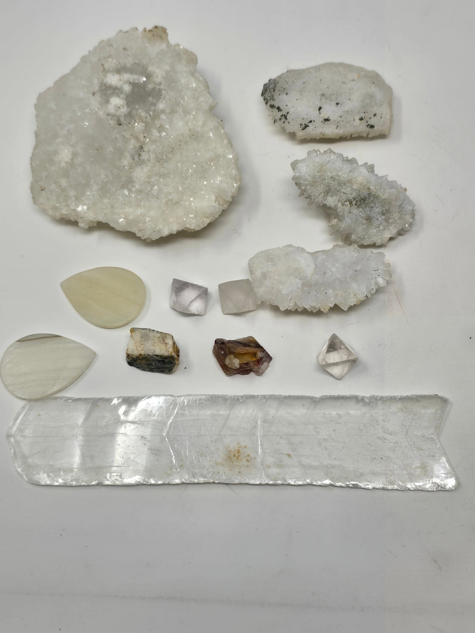 Lot of (12) Pieces of Raw and Polished Calcite Crystal (aka "Iceland Spar & Caribbean Calcite") - 2