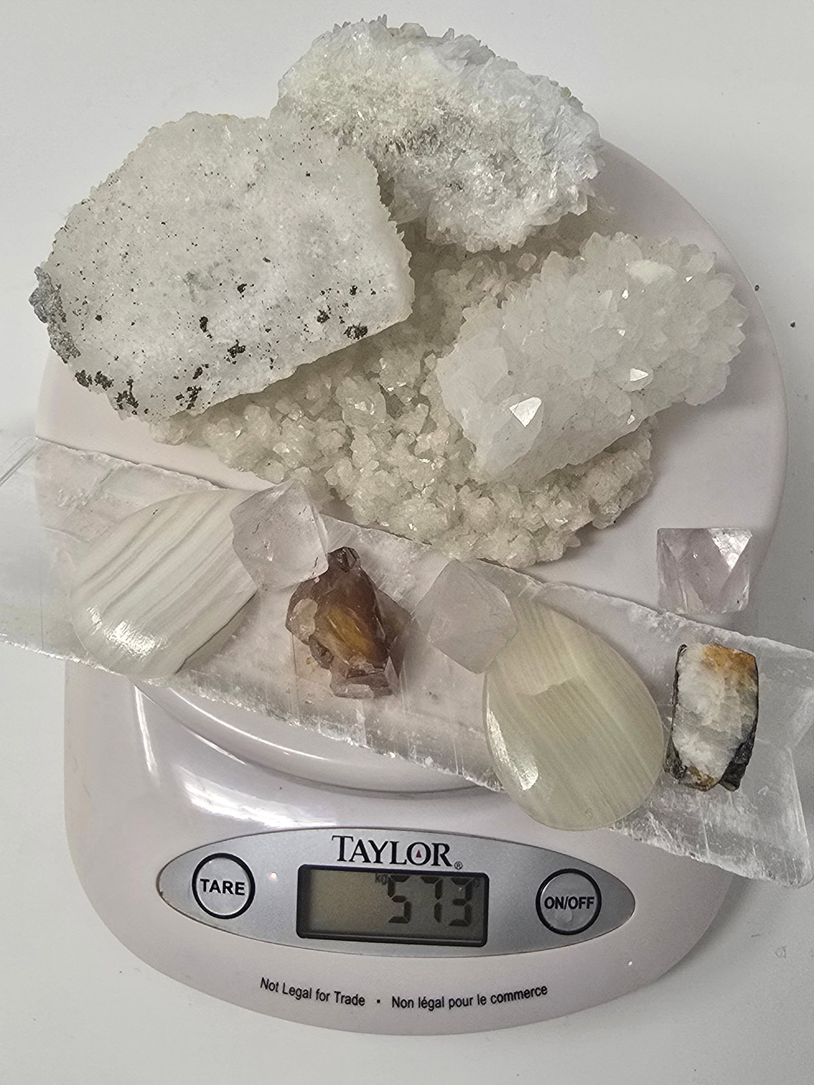 Lot of (12) Pieces of Raw and Polished Calcite Crystal (aka "Iceland Spar & Caribbean Calcite") - 4