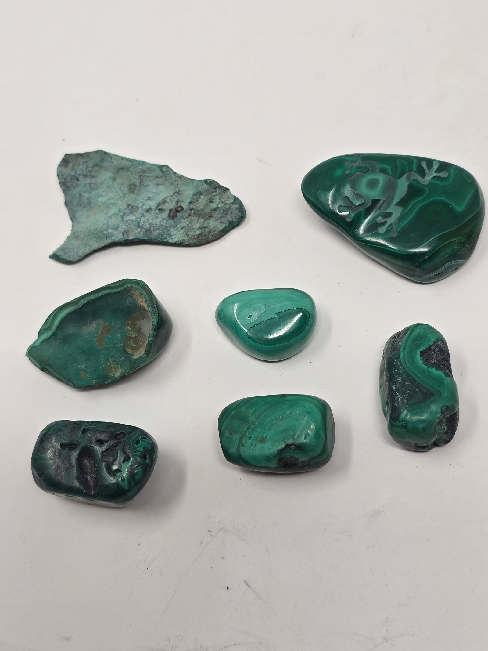 Lot of (7) Polished Malachite Crystals - 2