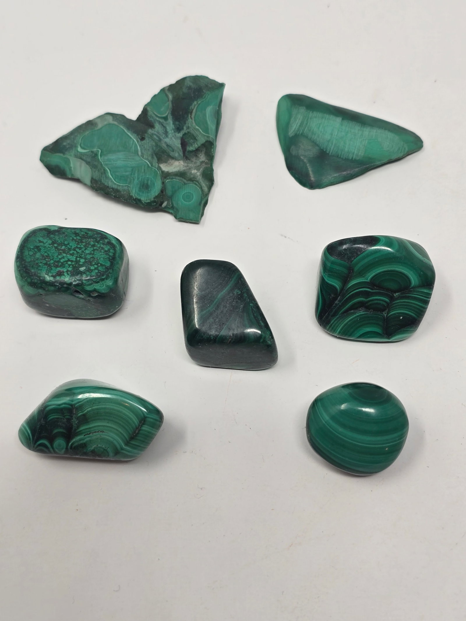 Lot of (7) Polished Malachite Crystals - 2