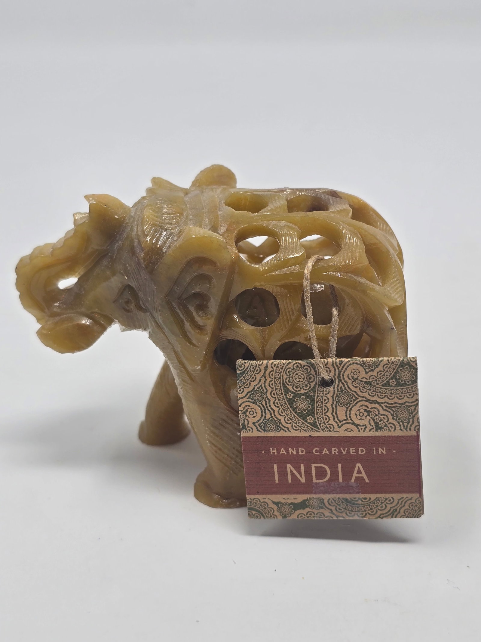 Unique Aventurine Carved Elephant from India - 2