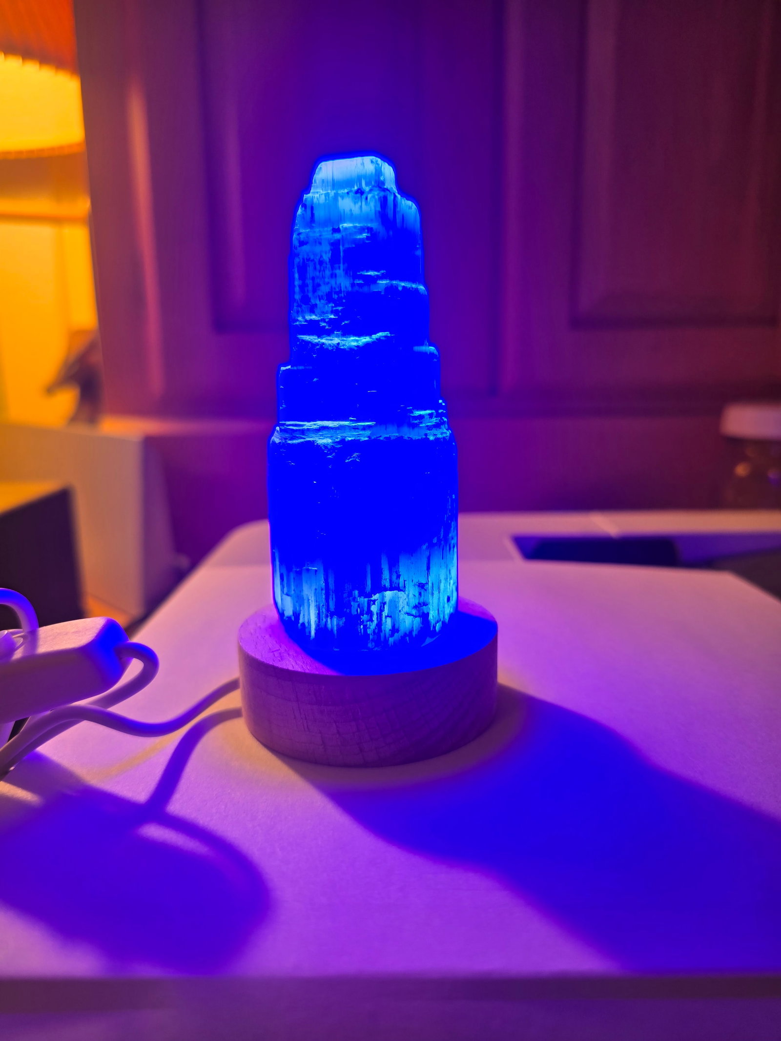 Earthbound Trading Company Mini Color-changing Light with Selenite Tower - 4