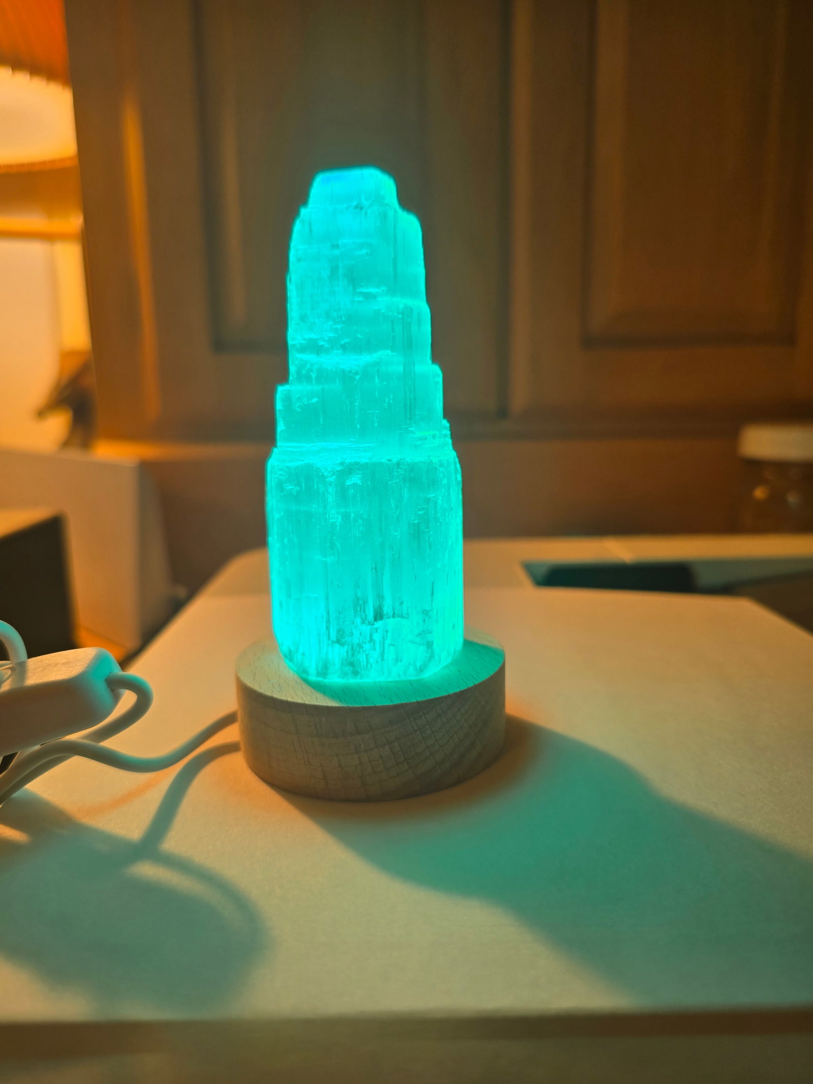 Earthbound Trading Company Mini Color-changing Light with Selenite Tower - 5