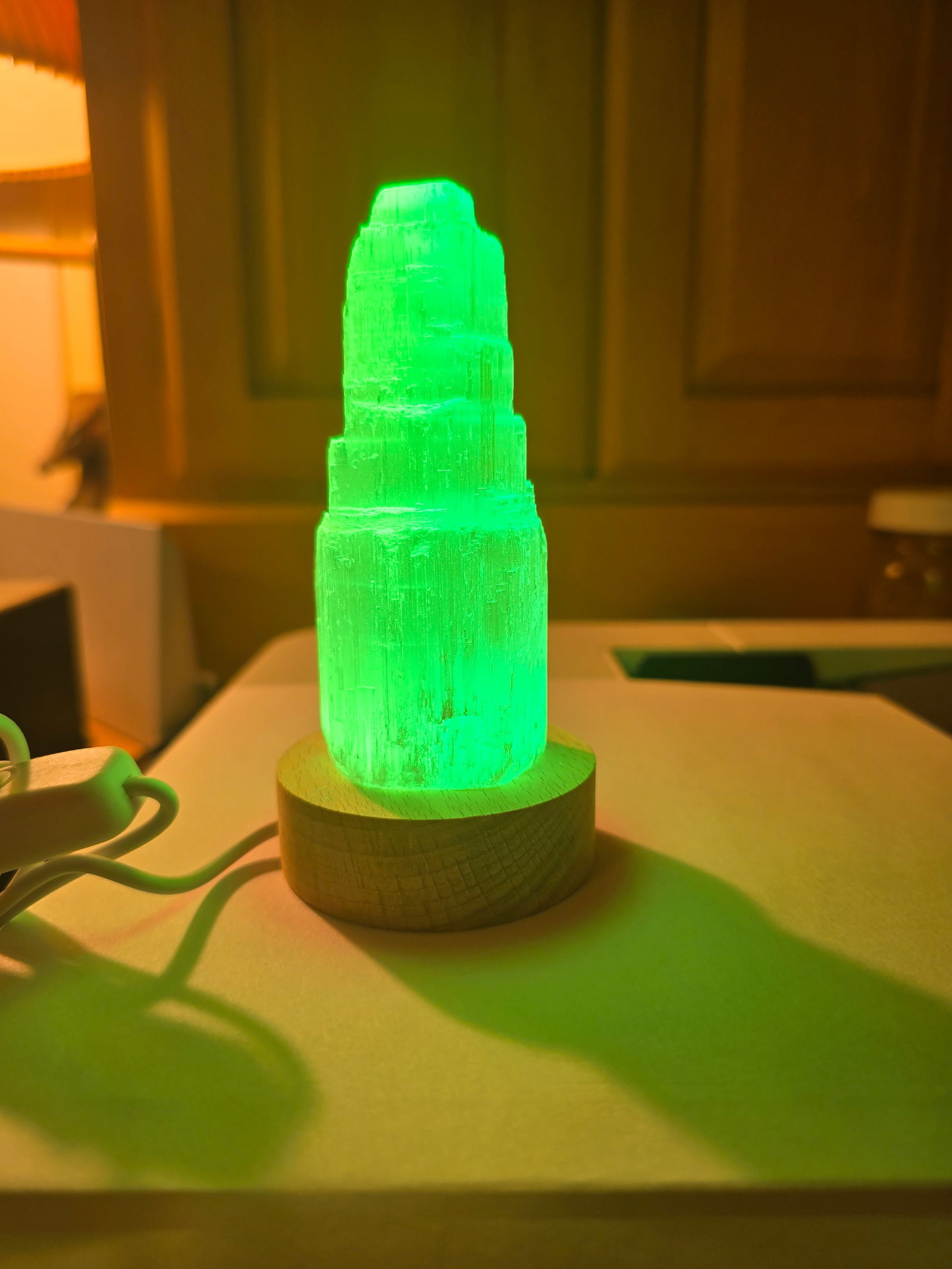 Earthbound Trading Company Mini Color-changing Light with Selenite Tower - 6