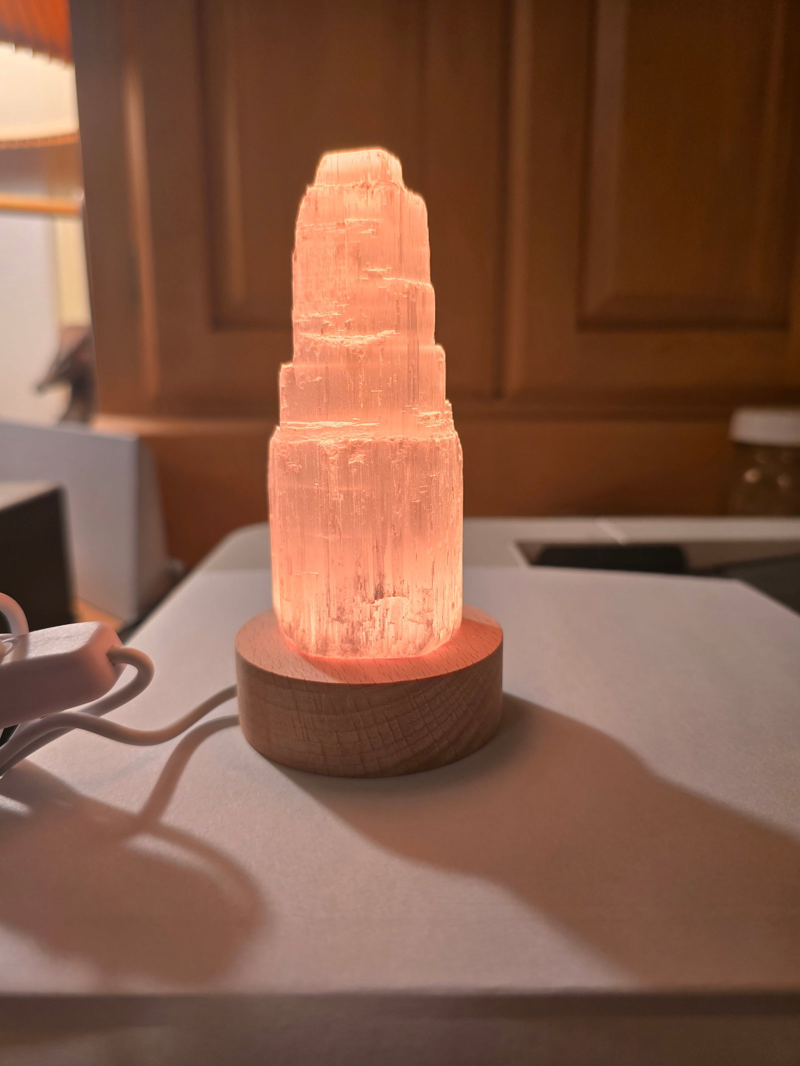 Earthbound Trading Company Mini Color-changing Light with Selenite Tower - 7