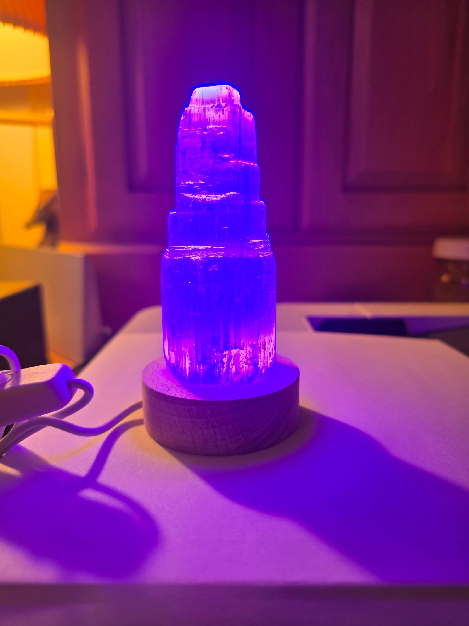 Earthbound Trading Company Mini Color-changing Light with Selenite Tower - 9