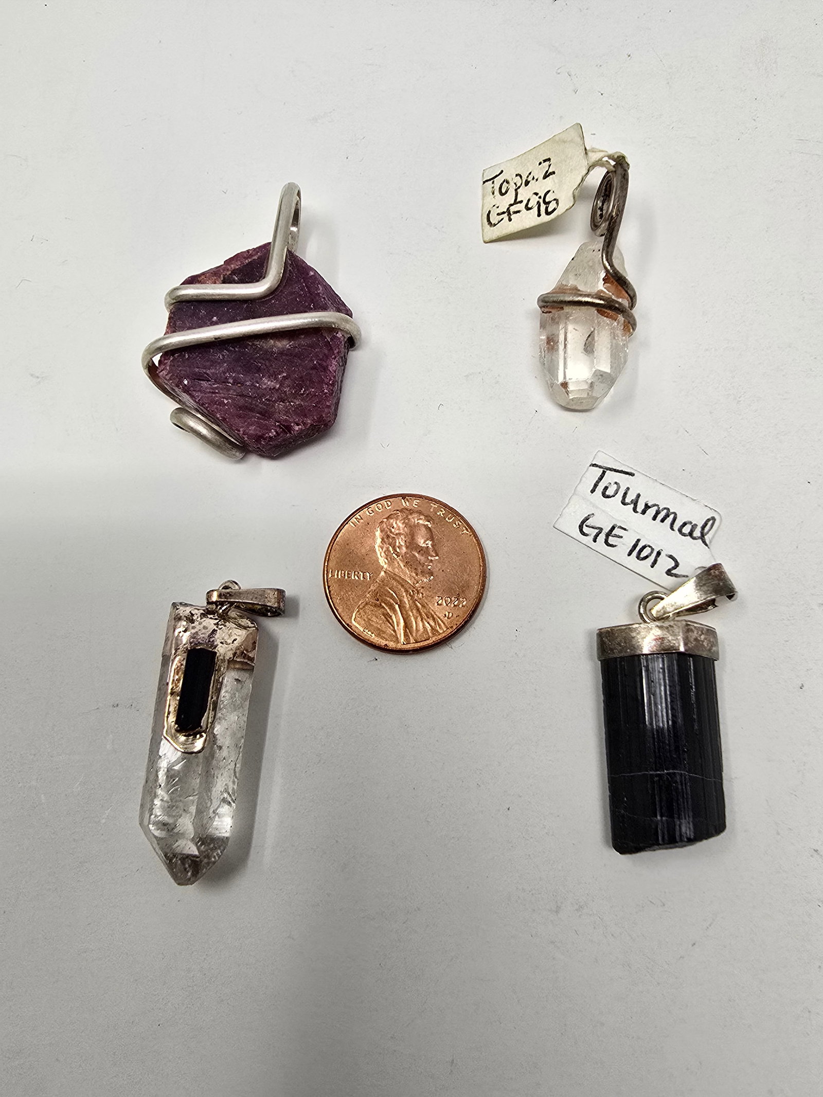 Lot of (4) 925 Sterling Silver Crystal Pendants - 2