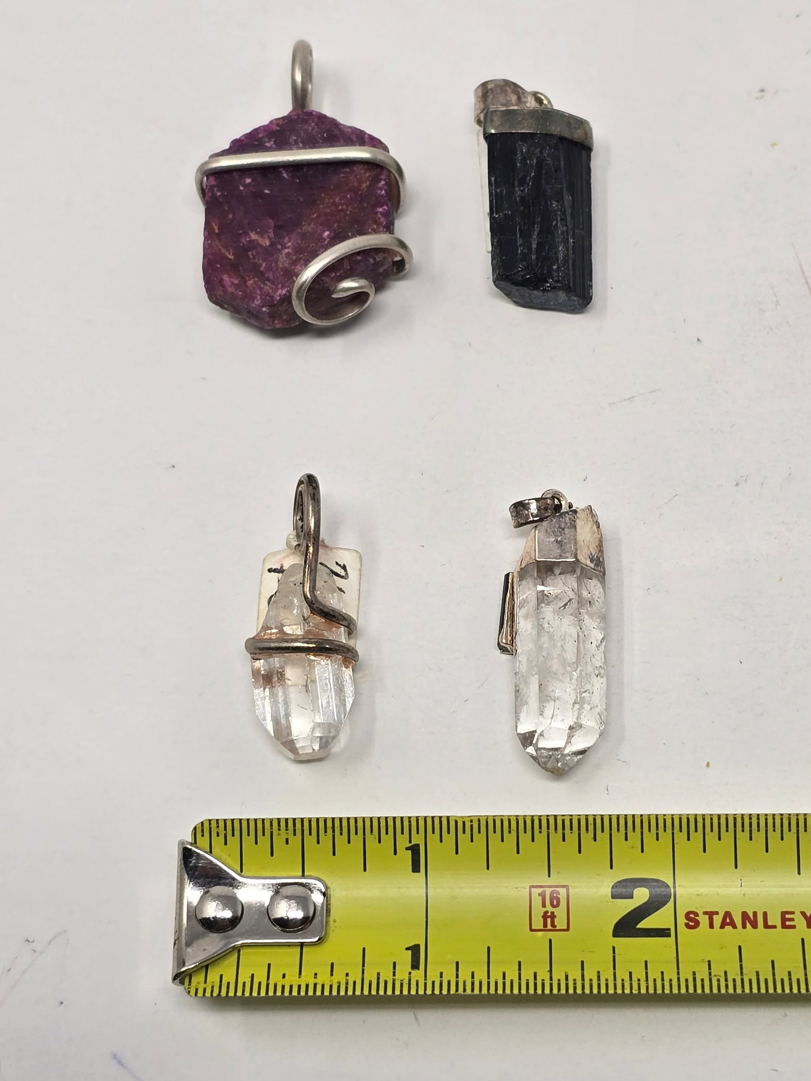 Lot of (4) 925 Sterling Silver Crystal Pendants - 3