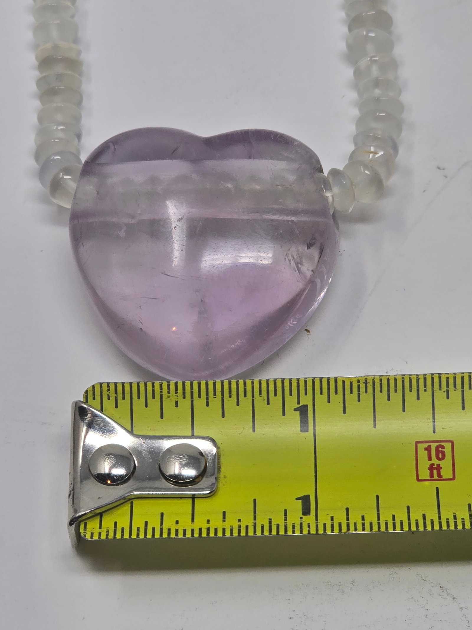 Beaded Necklace Featuring Clear Quartz Vondelle Beads and an Amethyst Heart. - 5